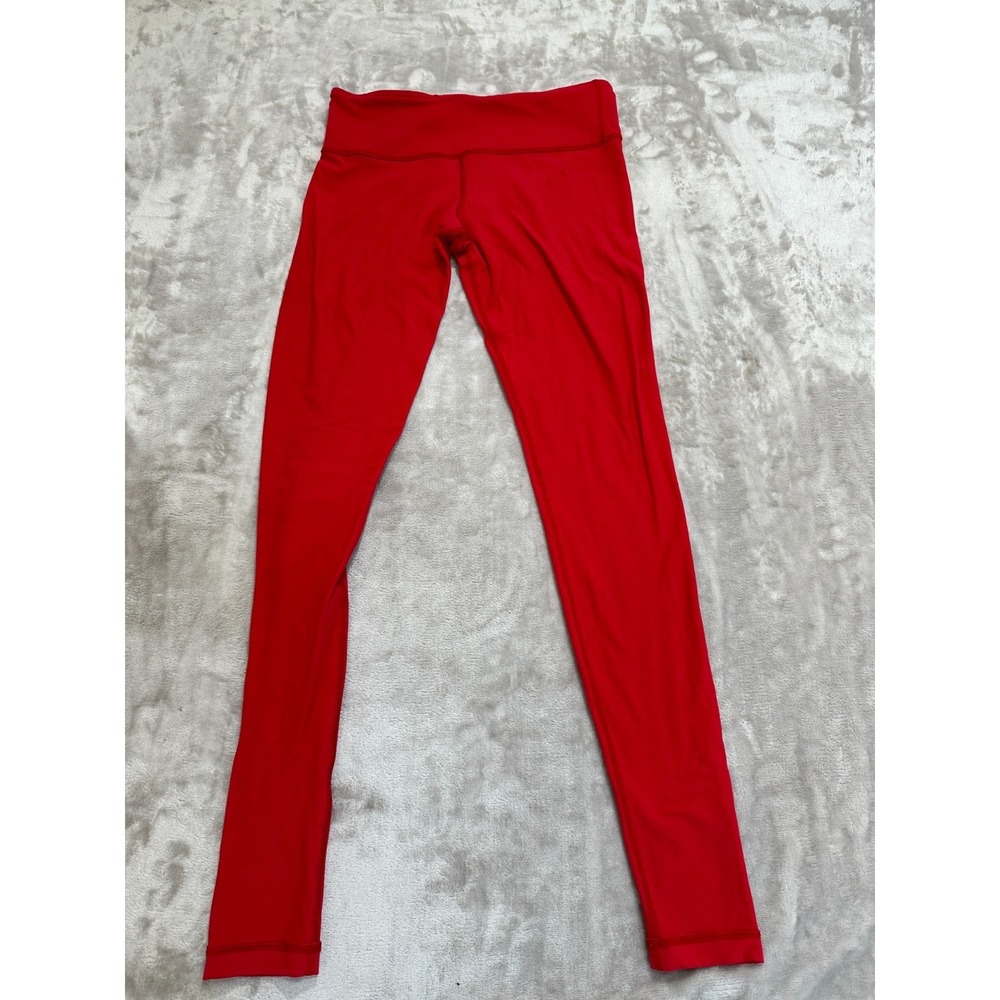 Lululemon Red Yoga Leggings Size 8 Athletic Gym Full‎ Length 30" Inseam EUC
